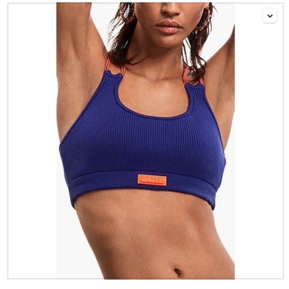 Adidas x Ivy Park Ribbed Sports Bra in Legacy Indigo, Size 1X